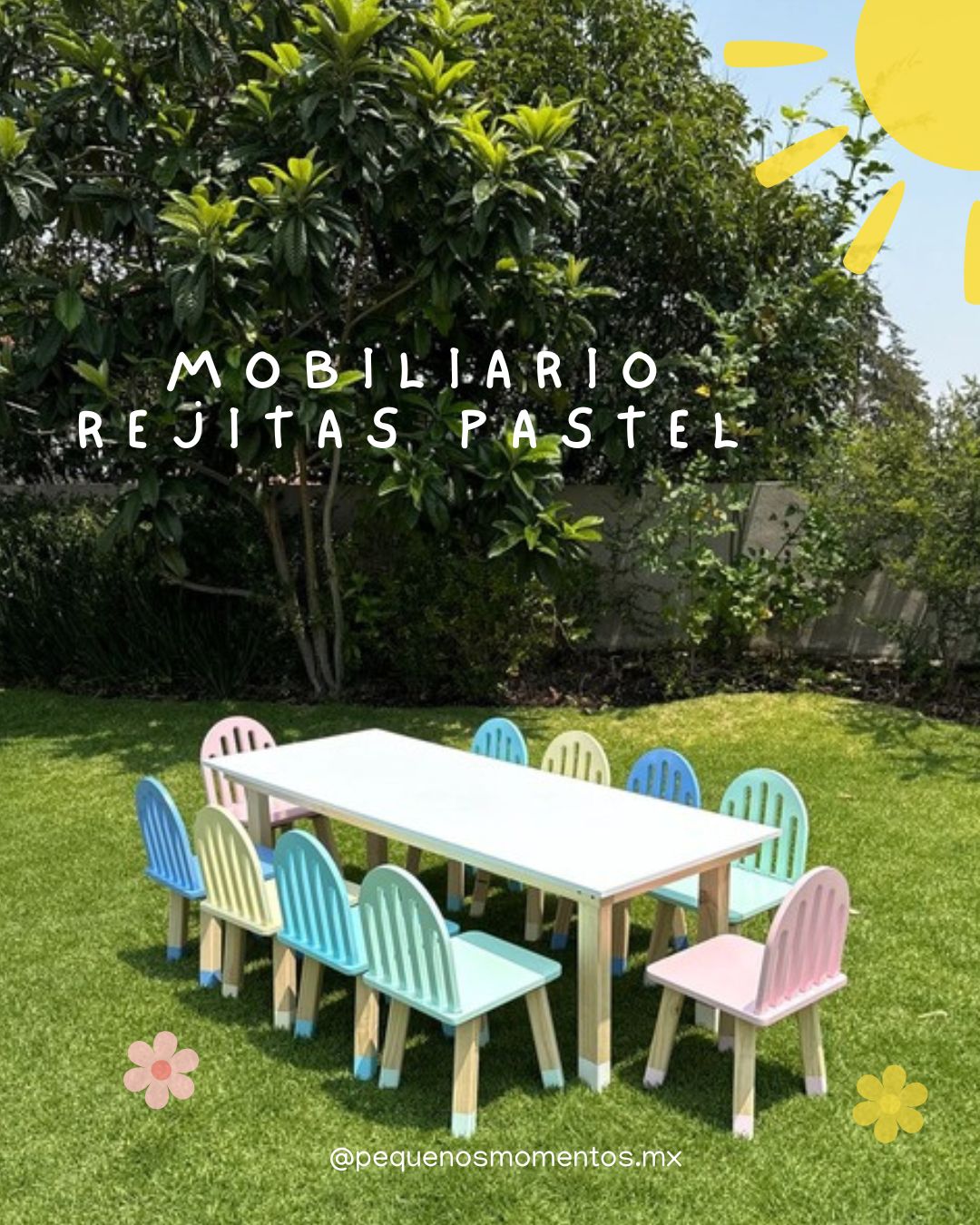 Mobiliario Infantil Rejita Pastel | Sillas y Mesas en Tonos Suaves para Fiestas